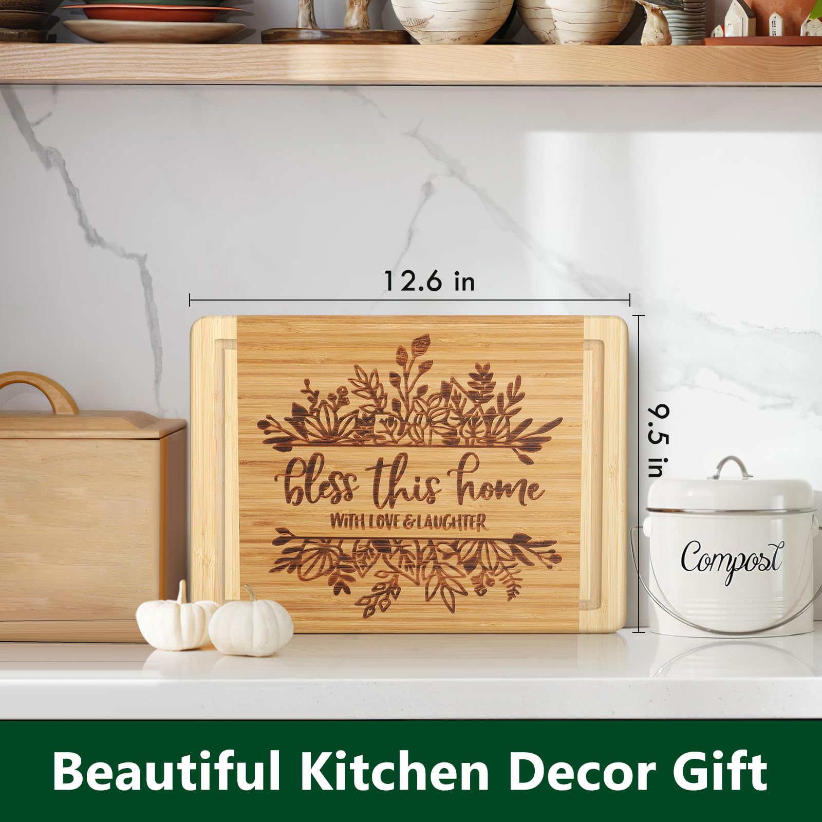 Ringshine bamboo cutting board reverse side highlighting two-sided versatility for food prep