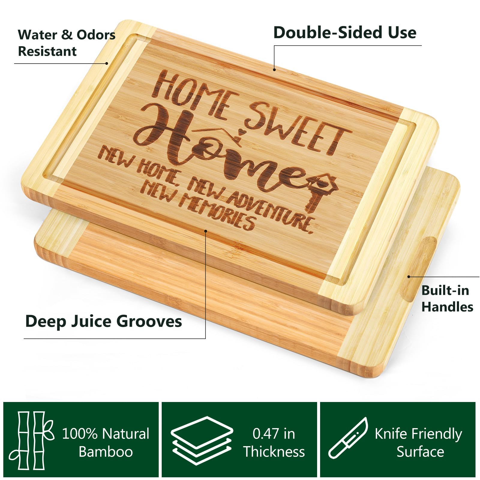 Ringshine groove-edge cutting board with juice groove for tidy meal prep.