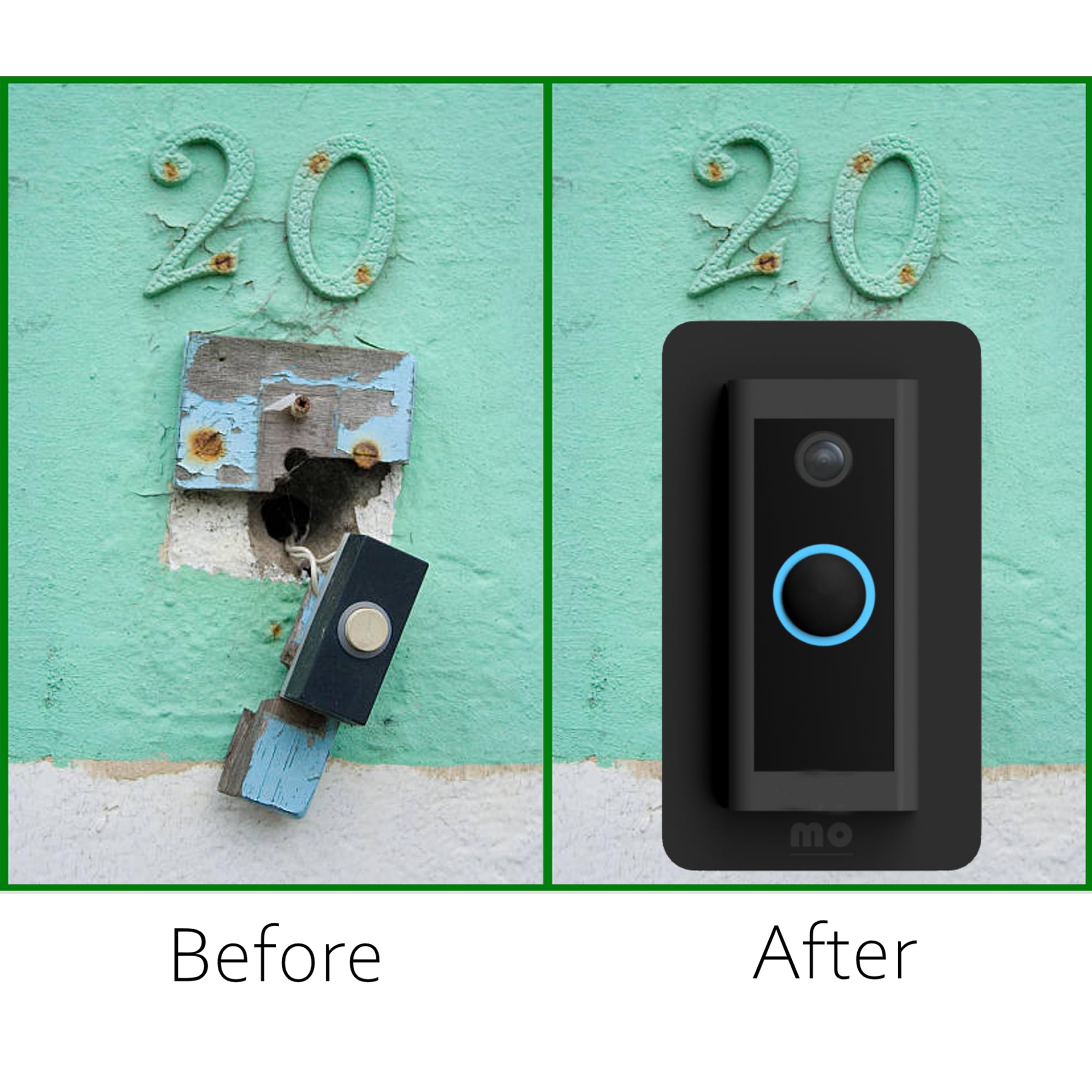 RingWired wall plate easy installation without adhesives.