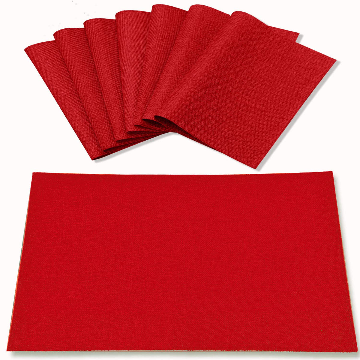 Rinpon cloth red placemats set of eight for festive dining and weeknight protection.