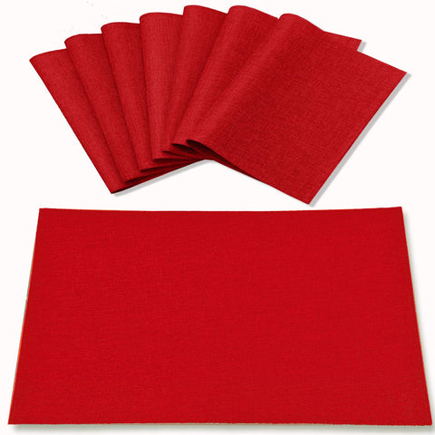 Rinpon cloth red placemats set of eight for festive dining and weeknight protection.