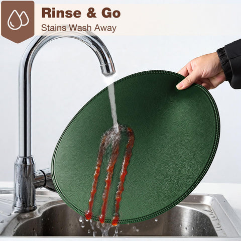 Rinpon indoor-outdoor placemats provide versatile dining protection.