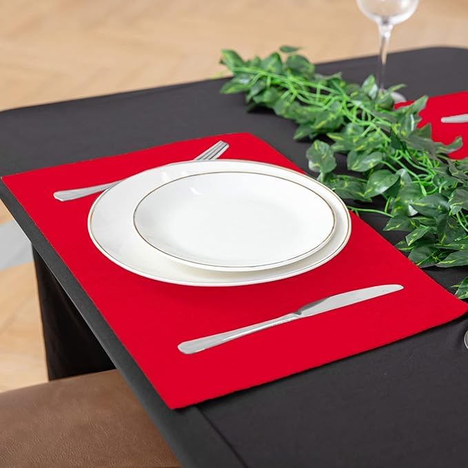 Rinpon textured linen-look placemats showcase rustic charm for holiday gatherings.