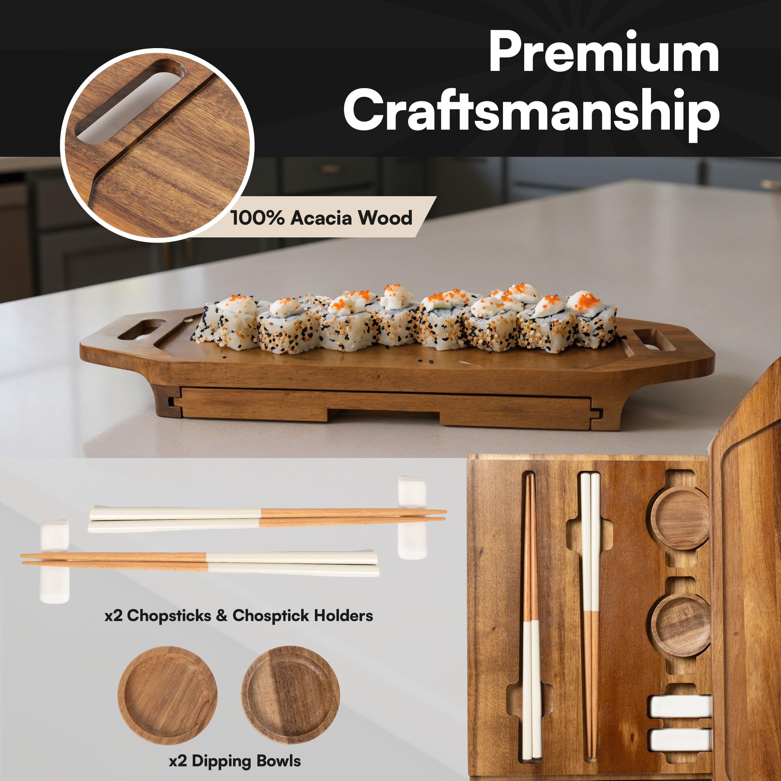 RIQMU dual-purpose tray for sushi nights or cheese boards