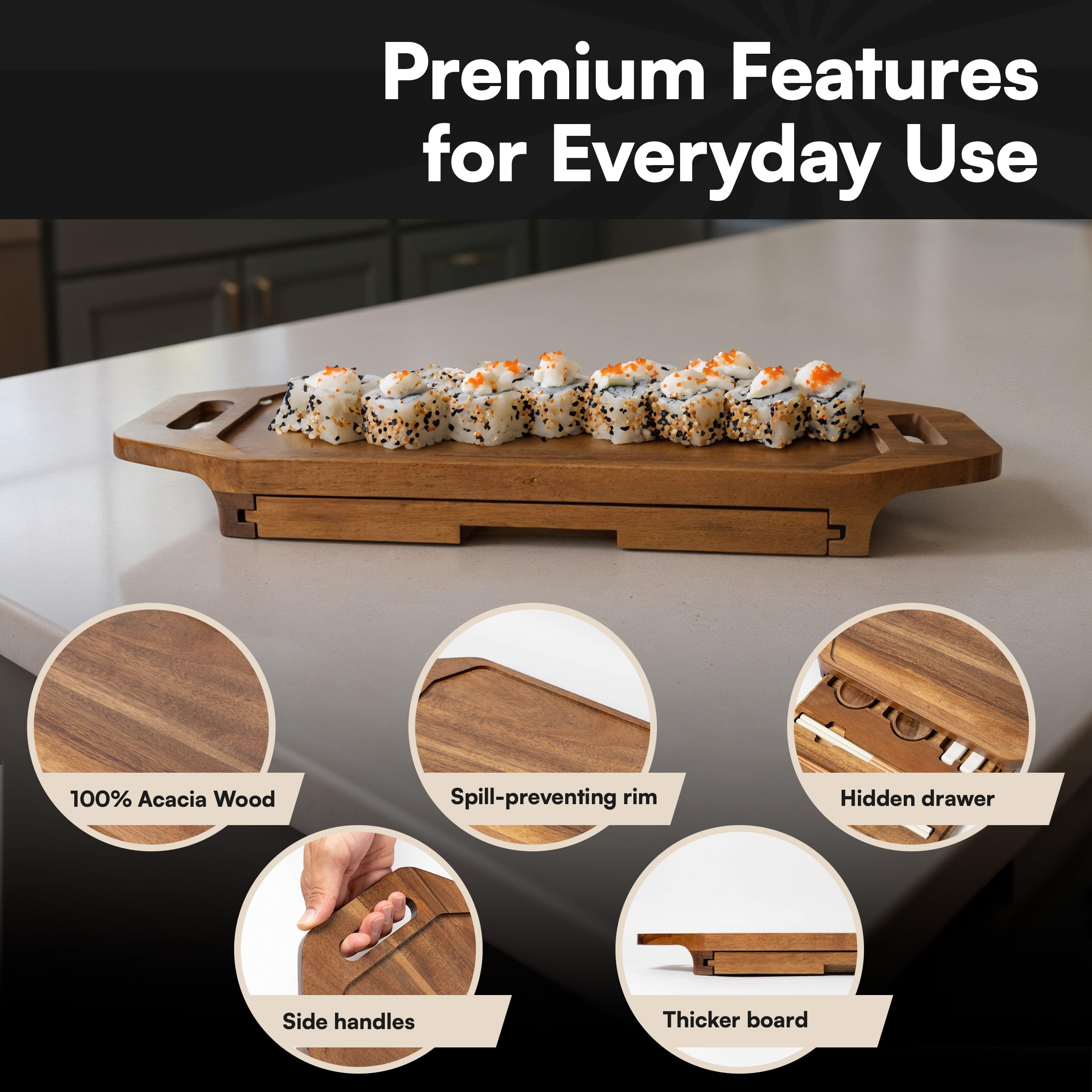 RIQMU sushi tray dual-purpose board for sushi or cheese entertaining