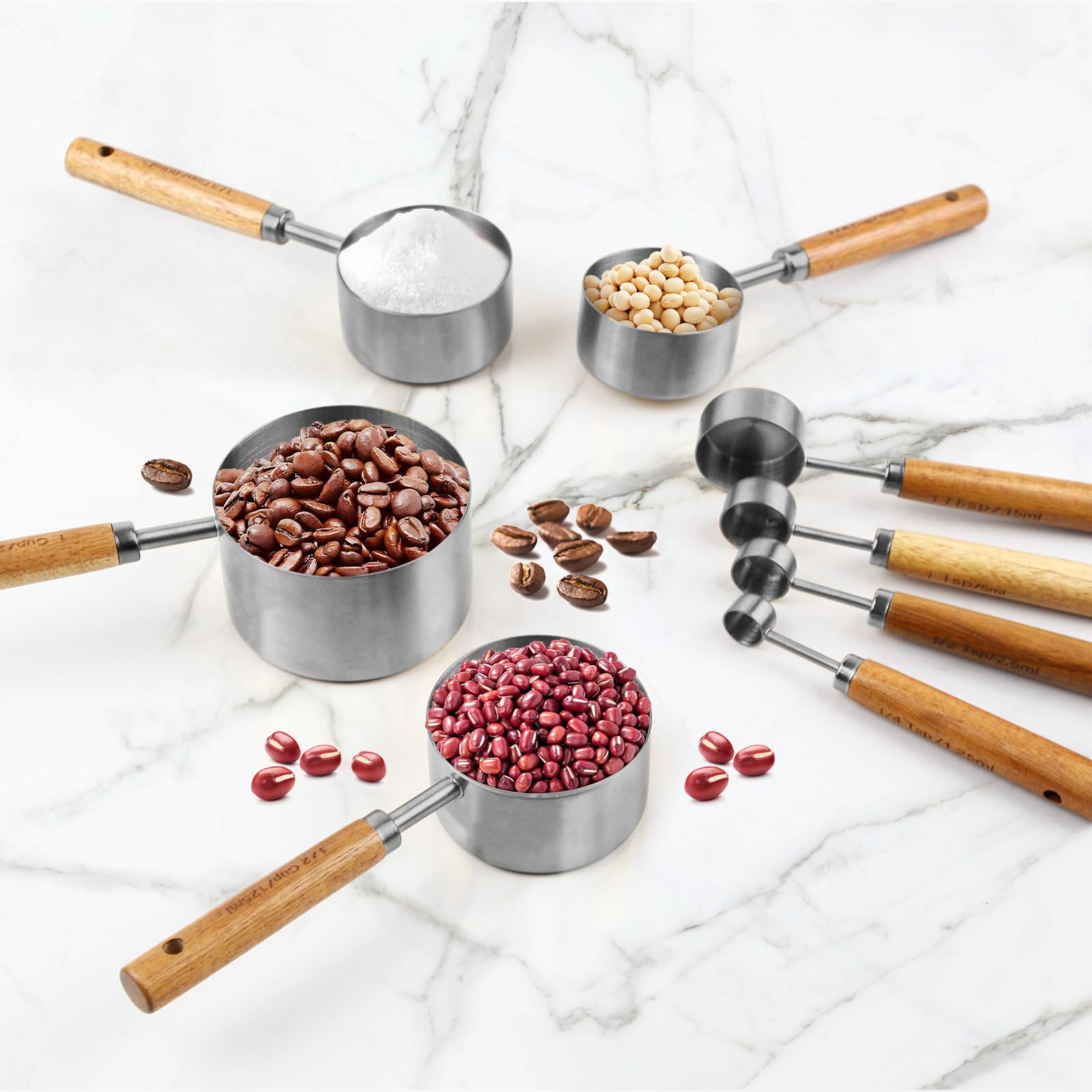 Riqwm Iro wooden-handle cups and spoons add elegance to table prep.
