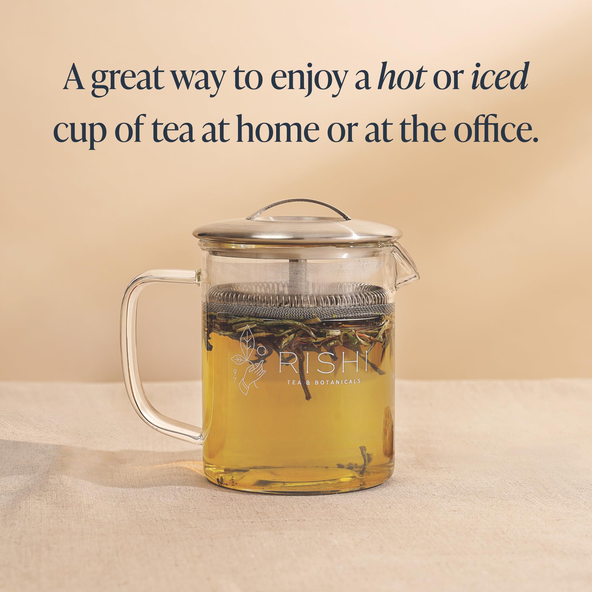 Rishi Tea Simple Brew Teapot infusion-visible highlights aroma as tea steeps.