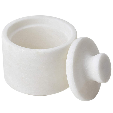 Rissetree marble spice keeper closeup highlights compact design and surface