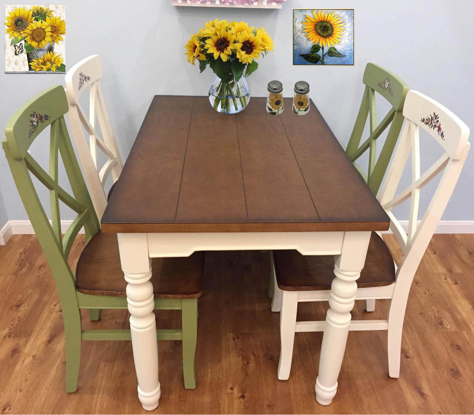 Close-up of hand-painted sunflowers and precise hole sizes for smooth seasoning.