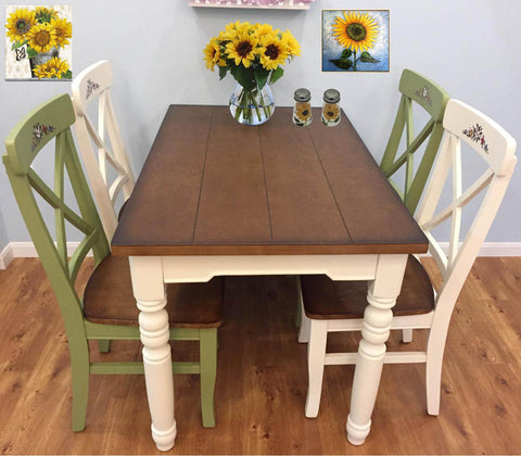 Close-up of hand-painted sunflowers and precise hole sizes for smooth seasoning.