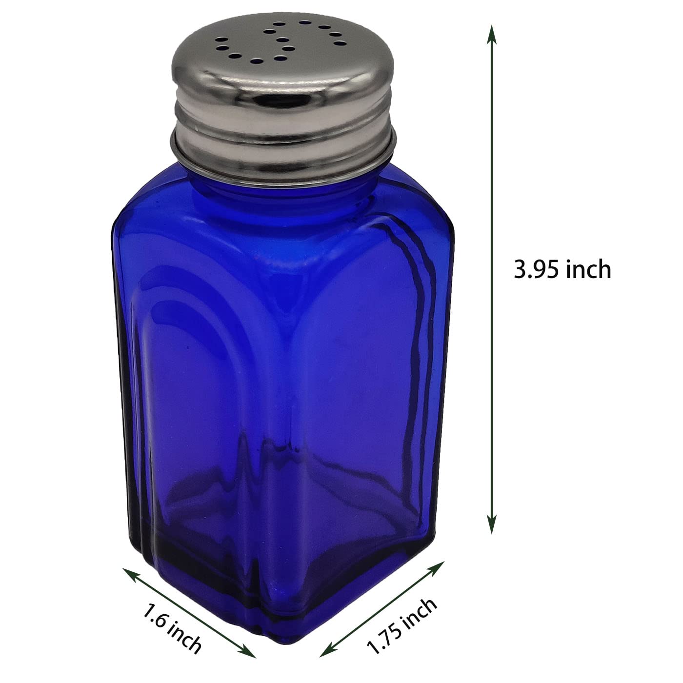 Ritadeshop Retro pepper shaker in cobalt blue with stainless lid for durable seasoning control.