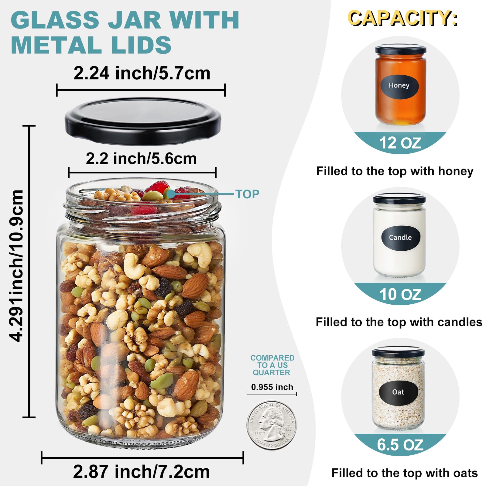 Ritayedet 20-pack 12oz jars for crafts, gifts, and daily use.