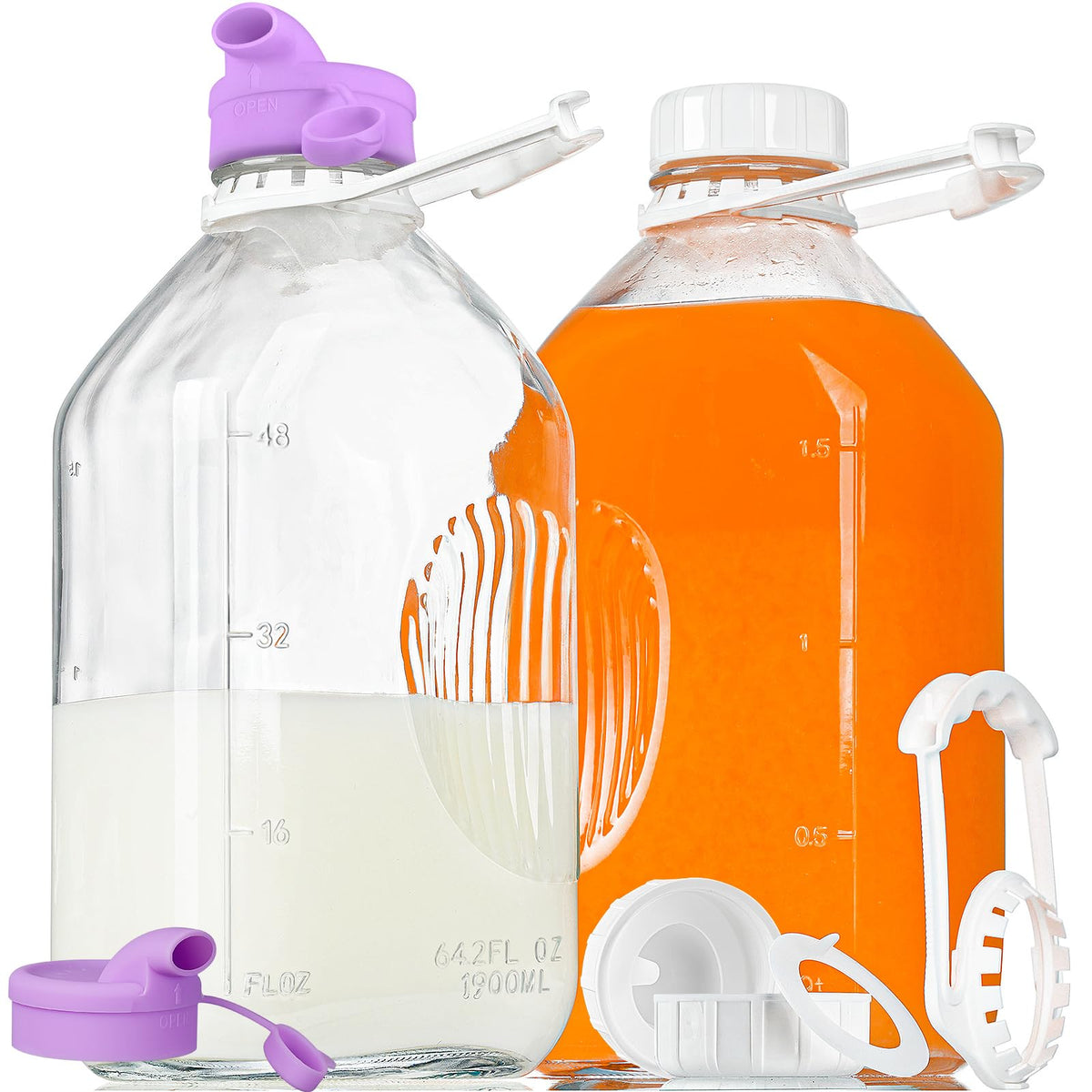 Ritayedet 2-pack 64oz glass milk bottle for dairy or juice storage.