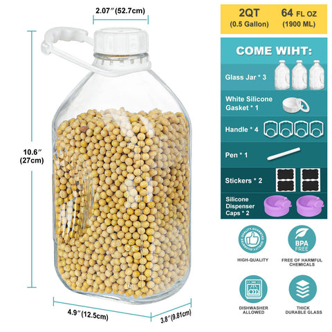 Ritayedet 2 Qt glass water bottle with dual-scale lines for precise measurement