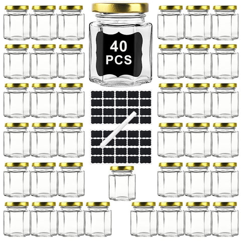 Ritayedet 40-pack hexagonal glass jars with lids for elegant wedding favors
