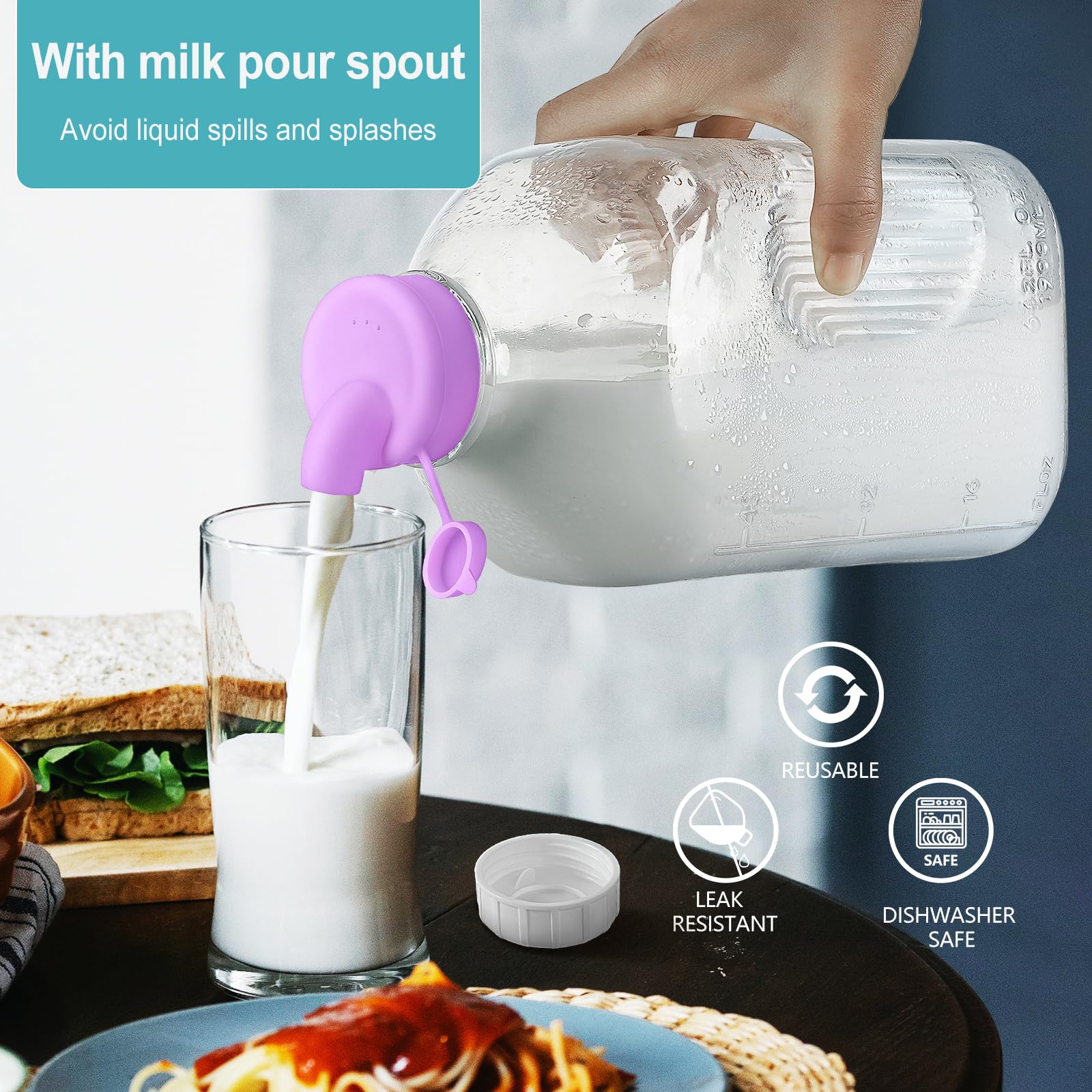 Ritayedet glass milk jar lid with silicone gasket for airtight seal