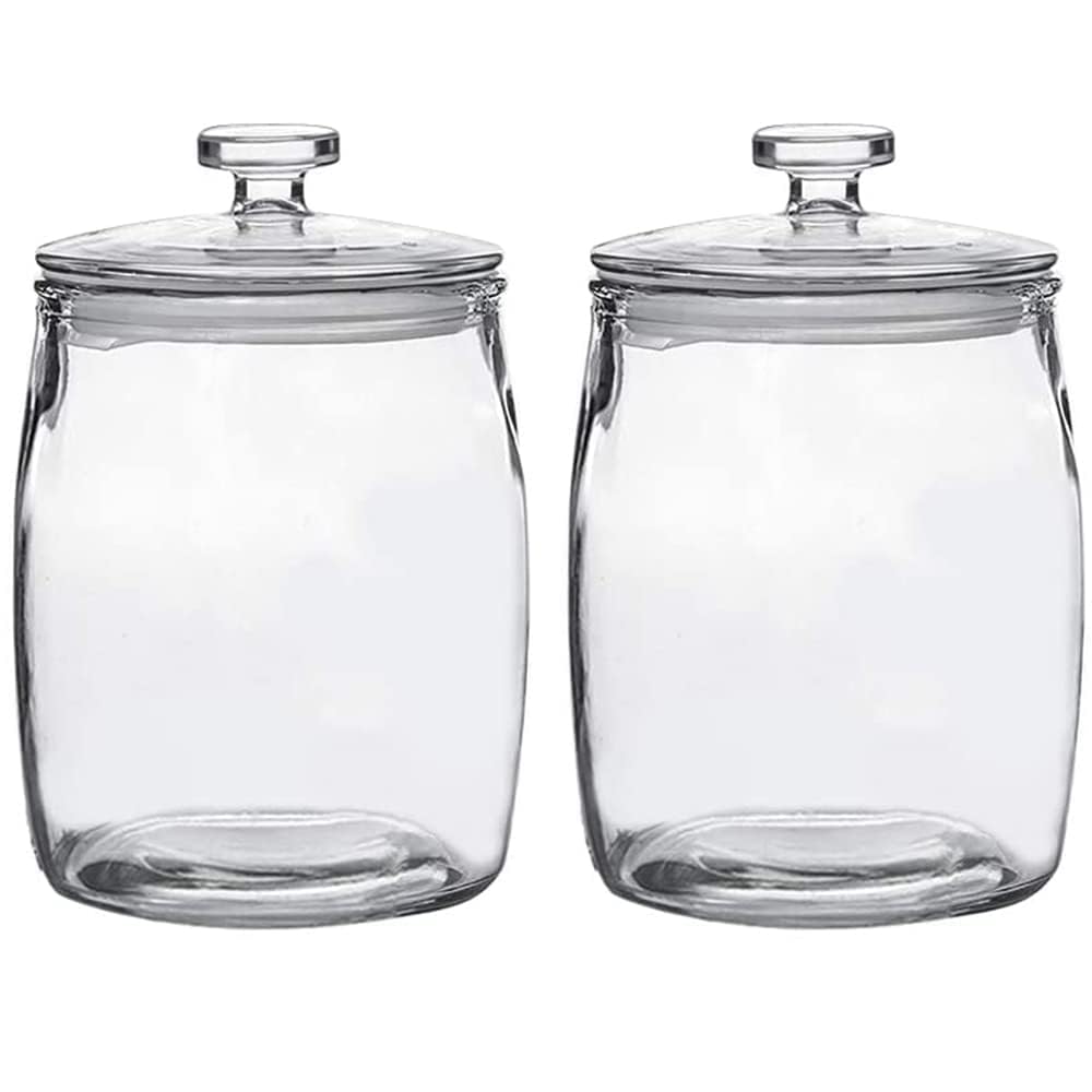 Ritayedet half-gallon glass jar with lid shows clear visibility and dust protection.