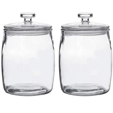Ritayedet half-gallon glass jar with lid shows clear visibility and dust protection.
