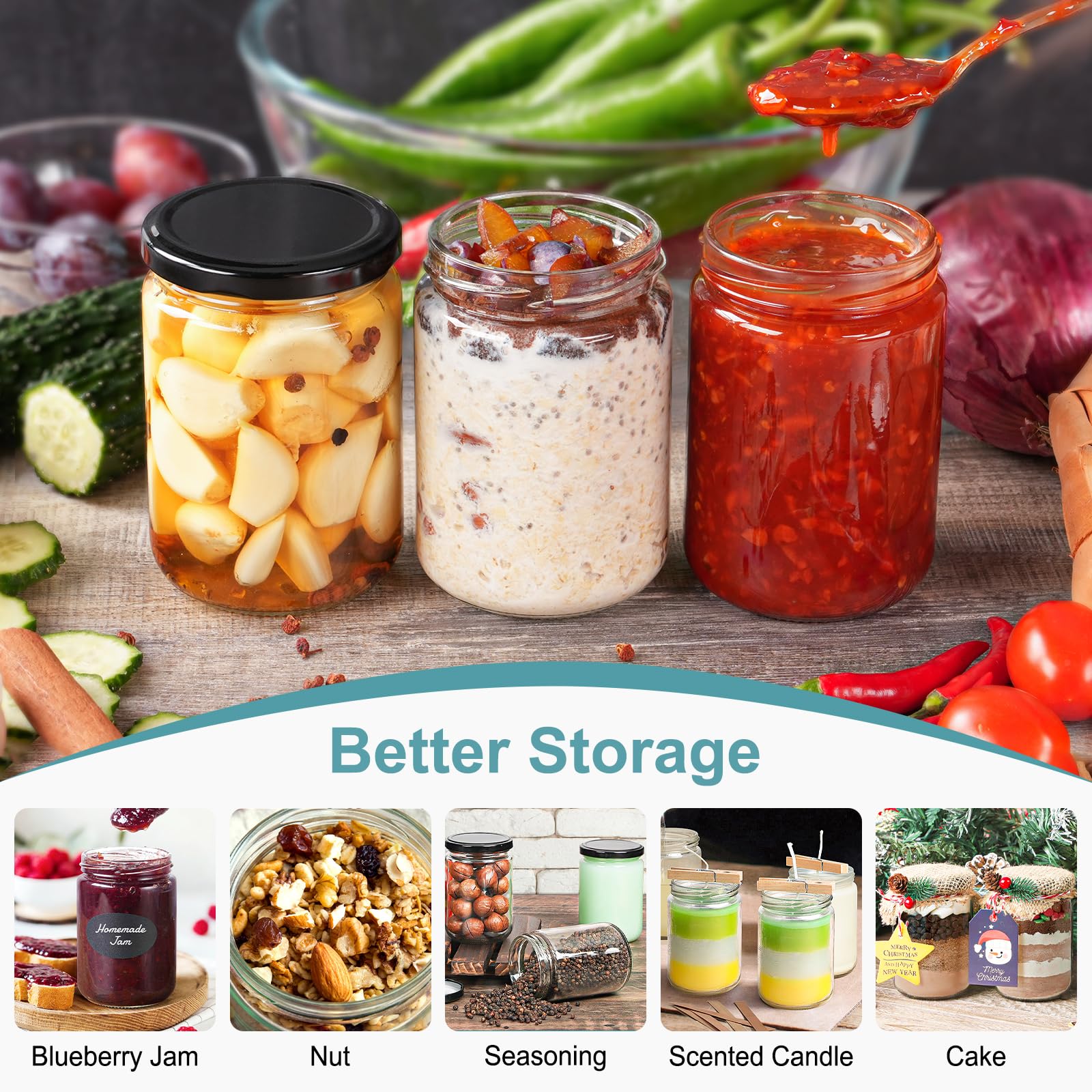 Ritayedet jelly jar for jams with easy labeling options.
