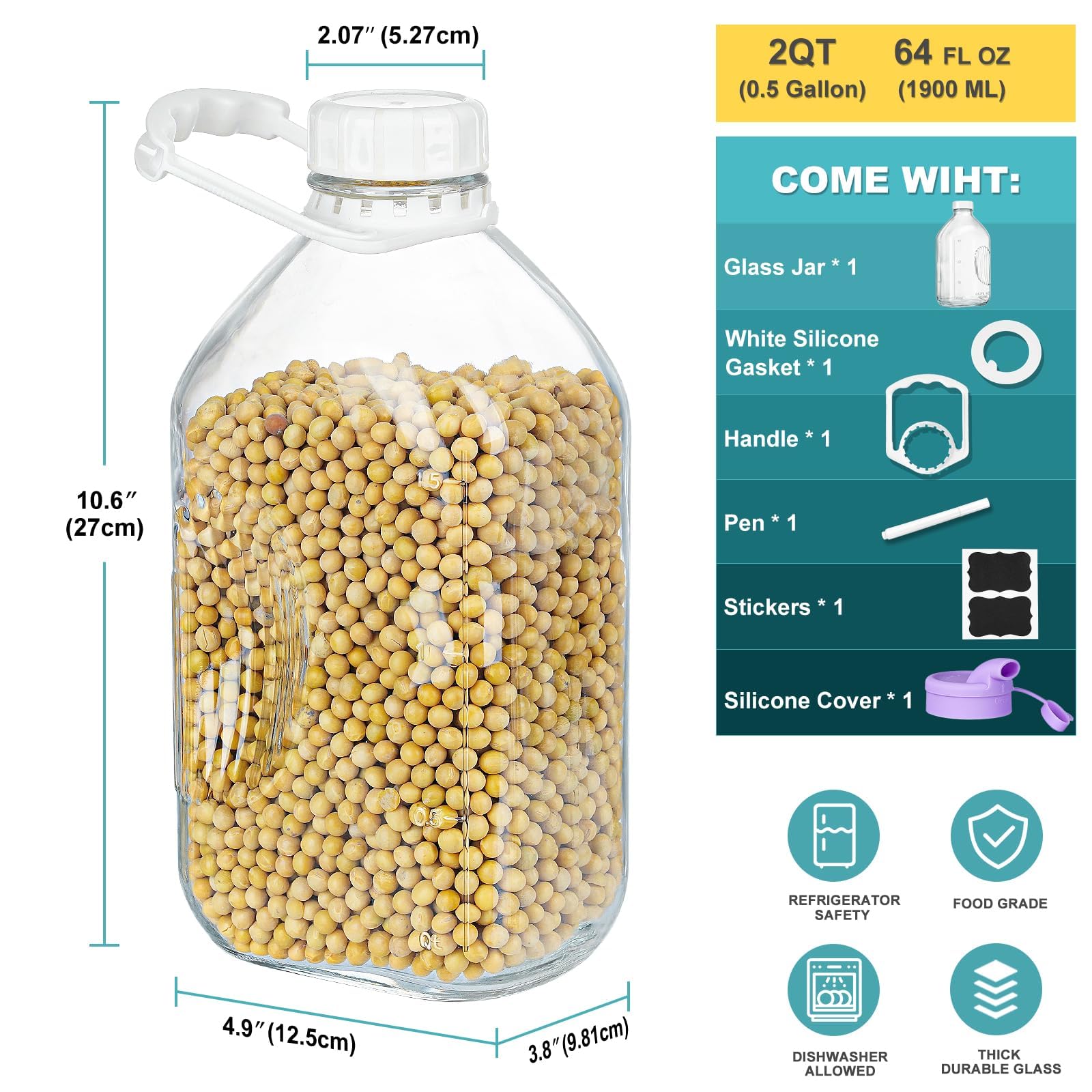 Ritayedet two-scale glass carafe shows precise measurements.