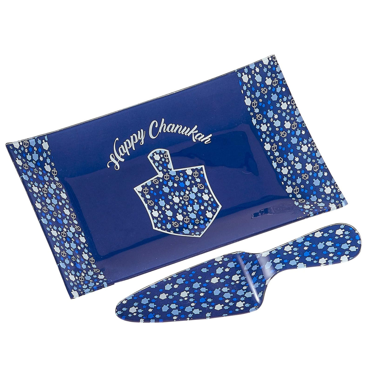 Rite Lite Hanukkah glass tray 12-inch centerpiece for festive serving.