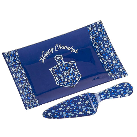 Rite Lite Hanukkah glass tray 12-inch centerpiece for festive serving.
