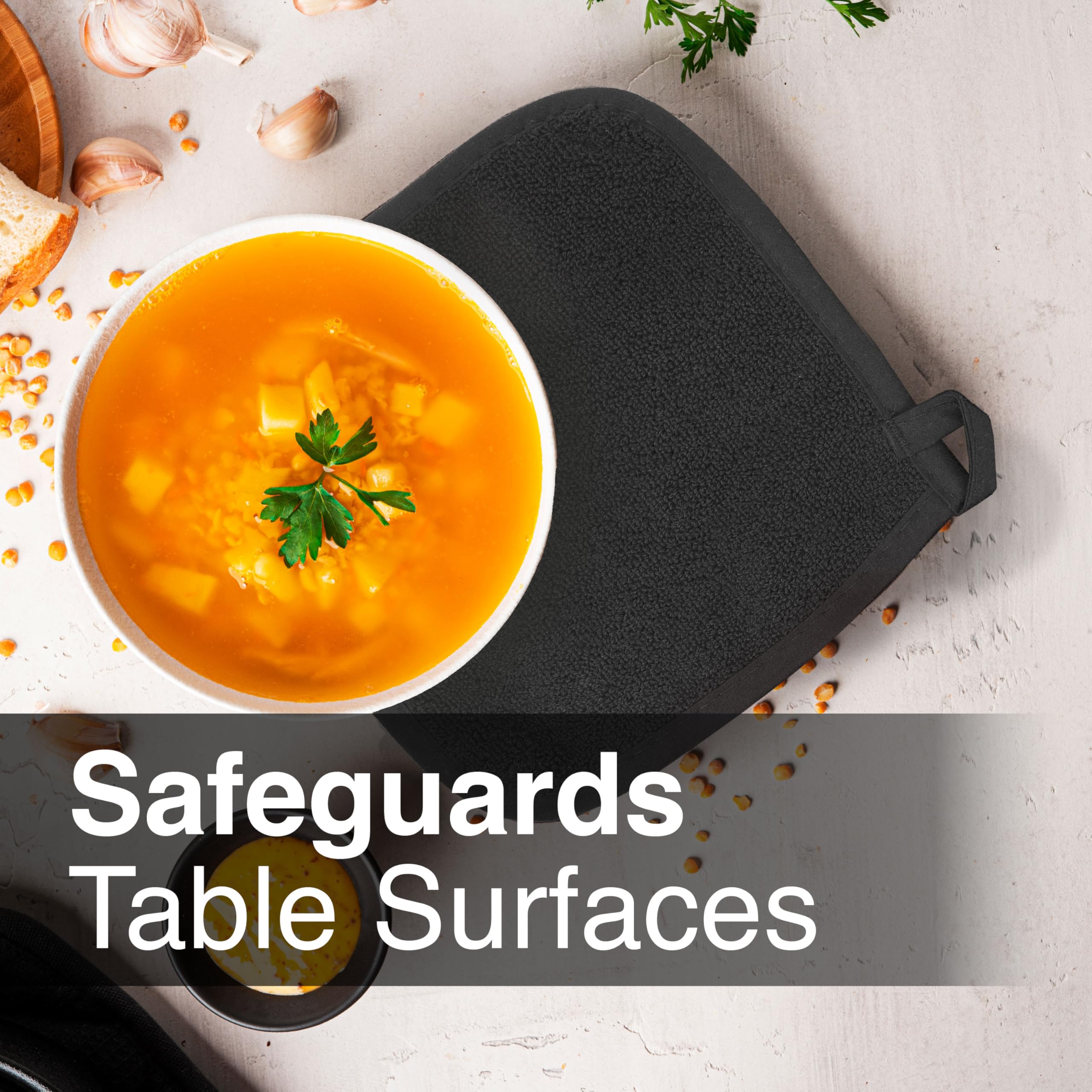 Ritz Royale potholders come in colorful finishes to brighten kitchen decor.