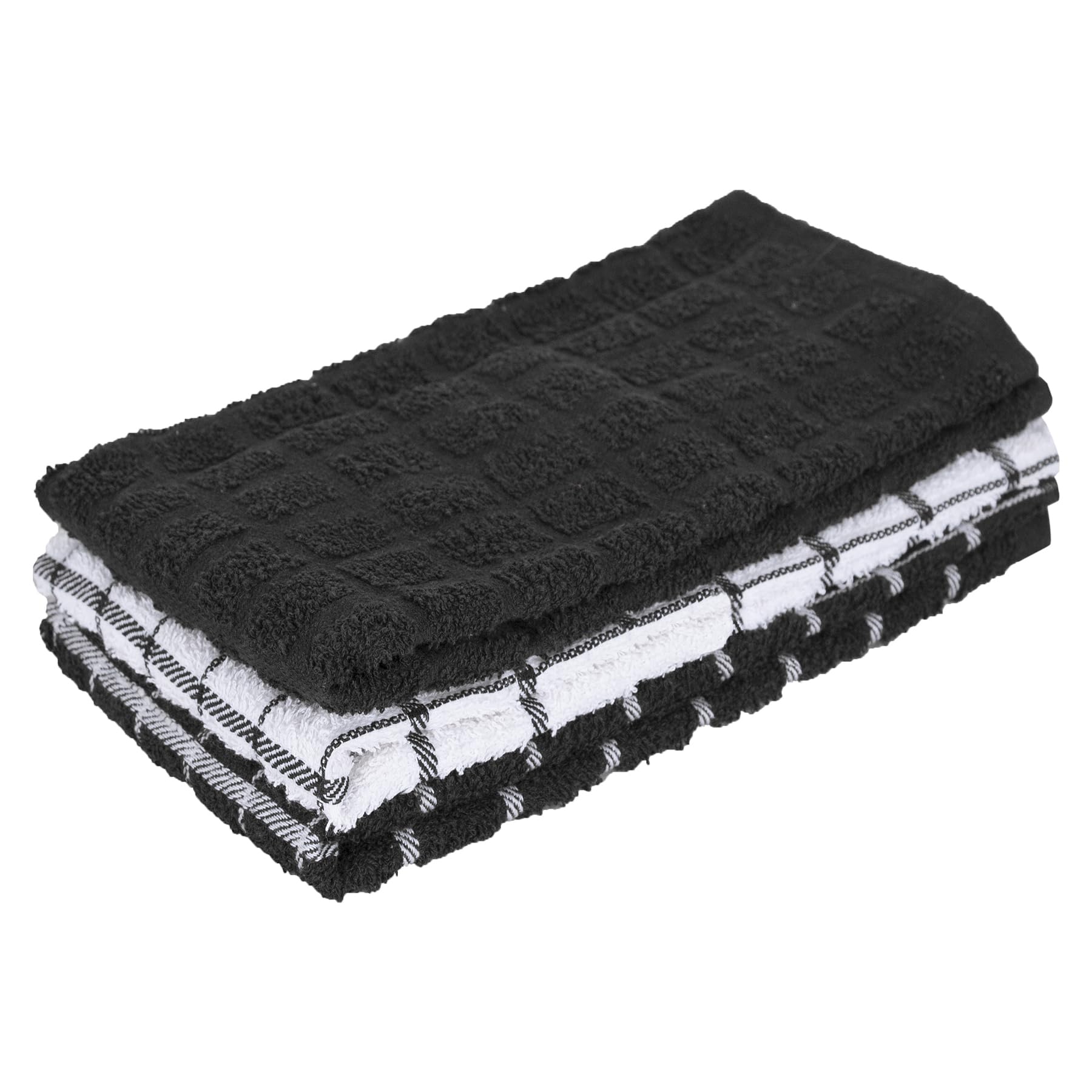 Ritz Premium cotton terry check towels, 3-pack, soft and absorbent for daily kitchen use.