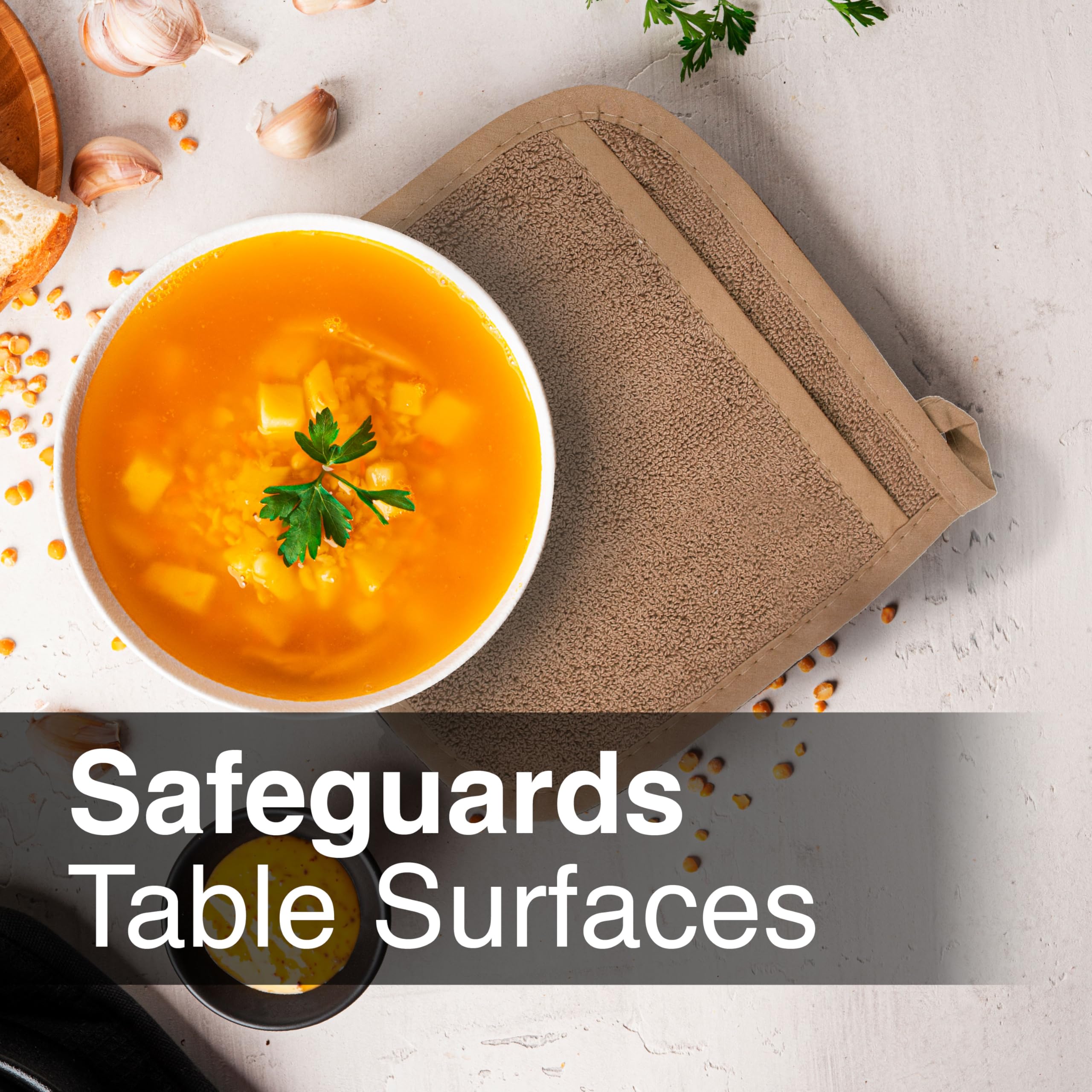 RITZ mitt used as hot pad on delicate kitchen surface