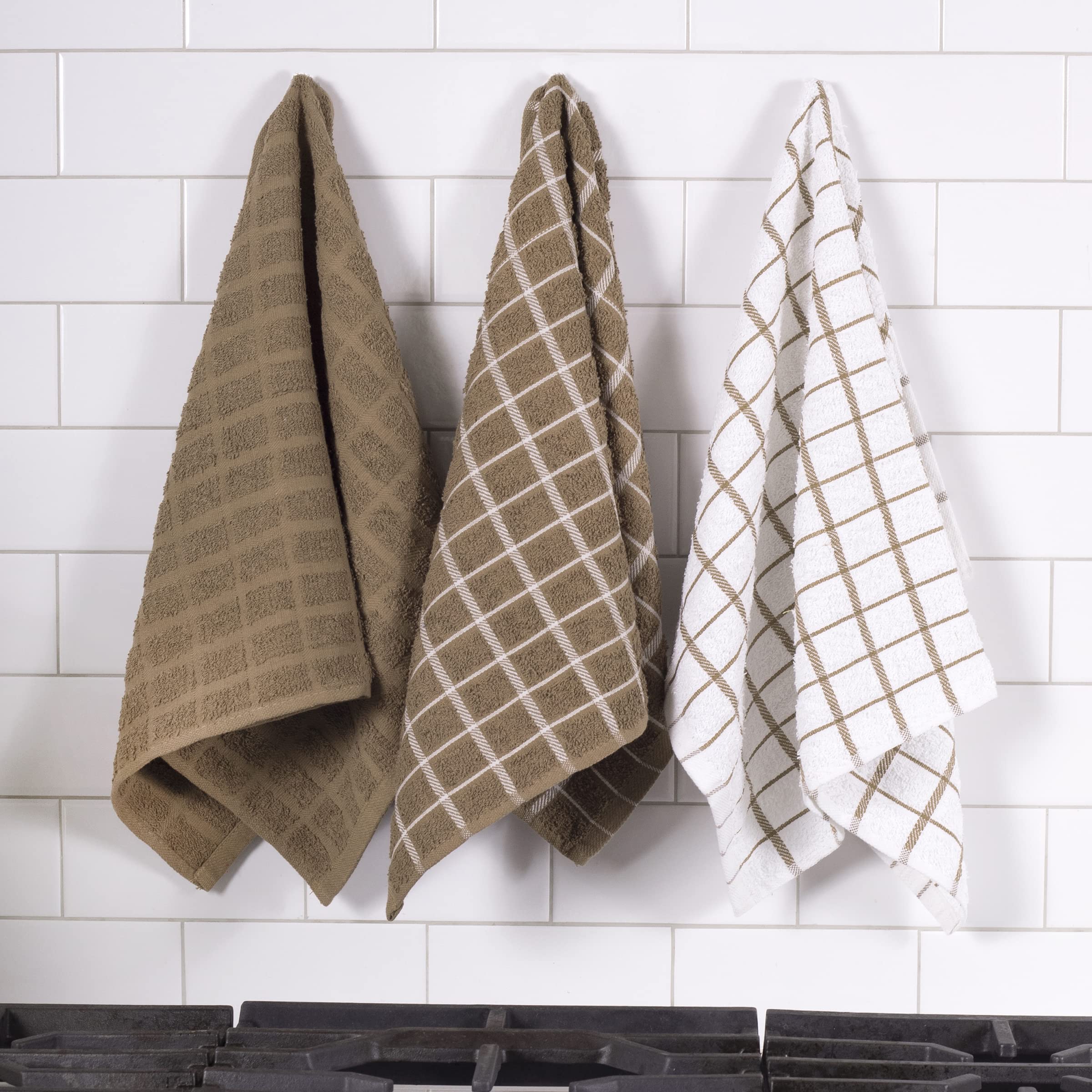 Ritz Terry Check towel mocha machine washable for easy care