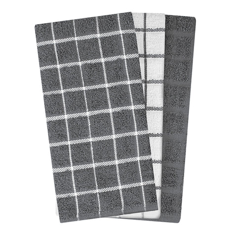Ritz terry kitchen towel dark gray check, ideal for drying dishes softly.