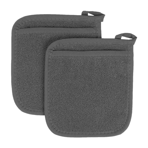 RITZ Terry Pocket Mitt graphite close-up shows soft cotton for heat protection.