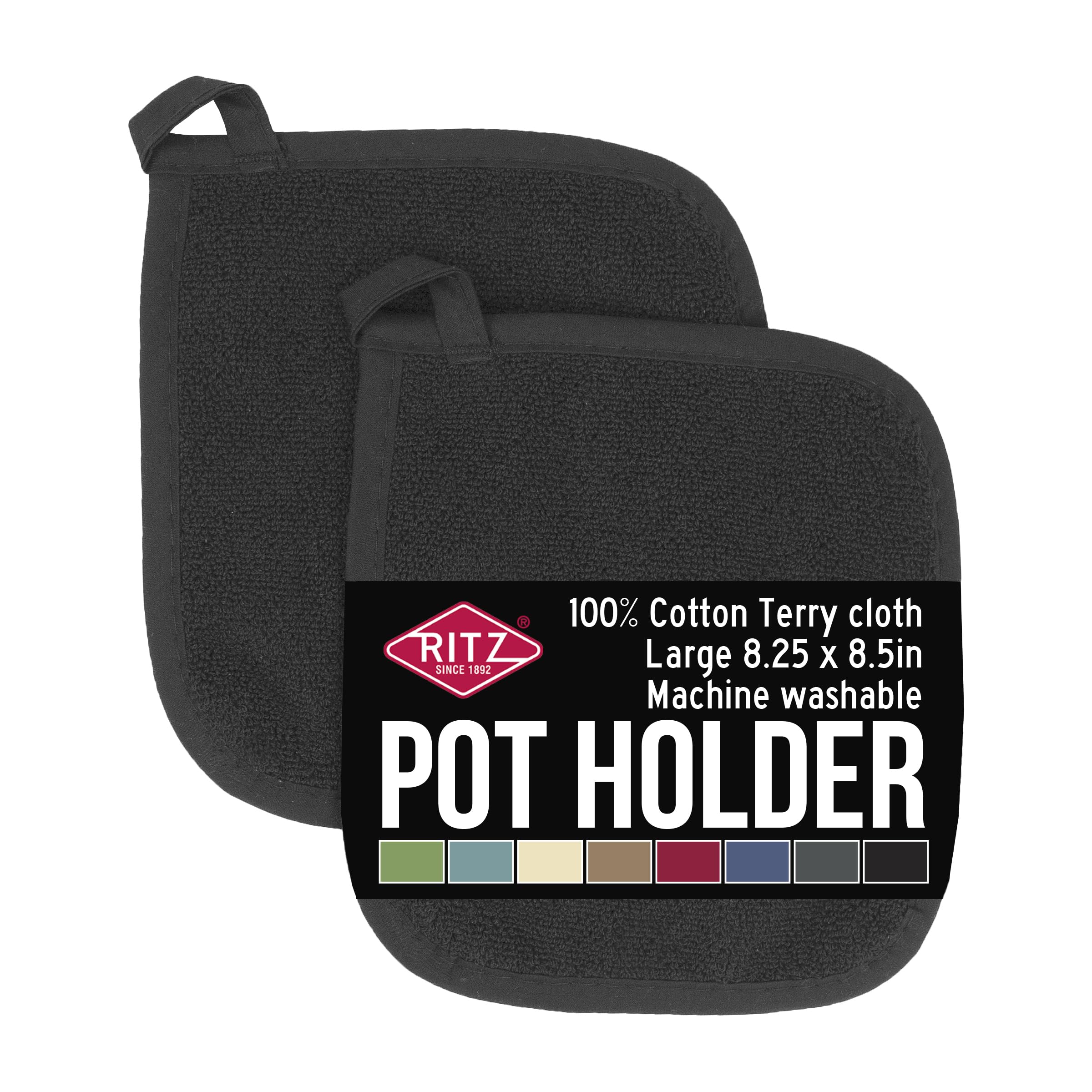 Ritz Terry potholder demonstrates heat resistance for safe oven handling with a secure grip.