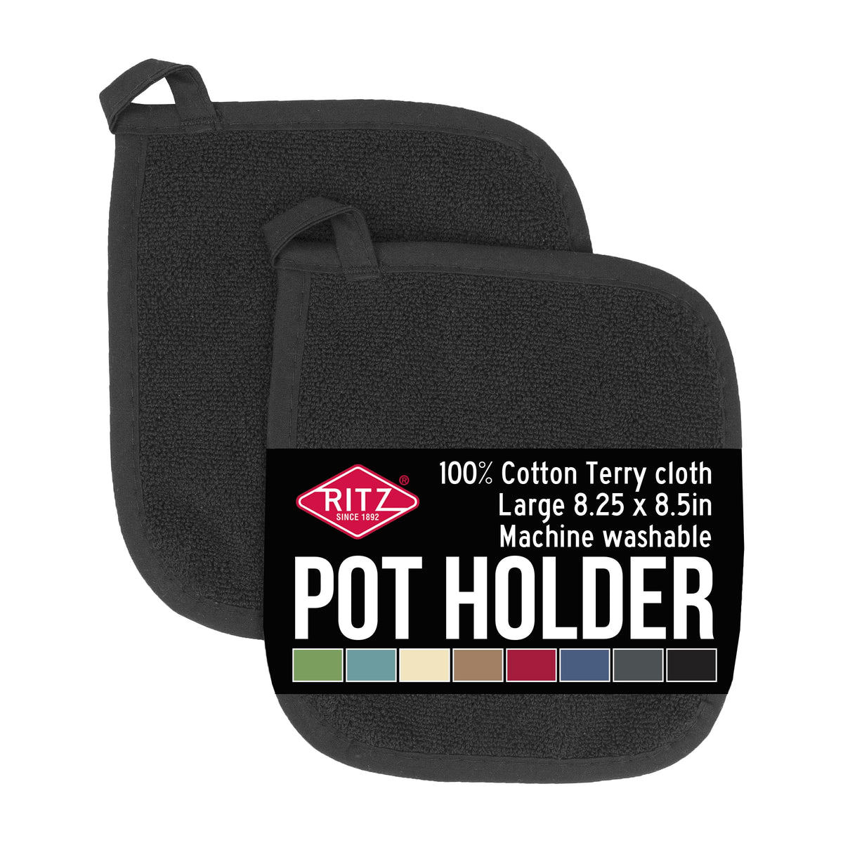 Ritz Terry potholder demonstrates heat resistance for safe oven handling with a secure grip.