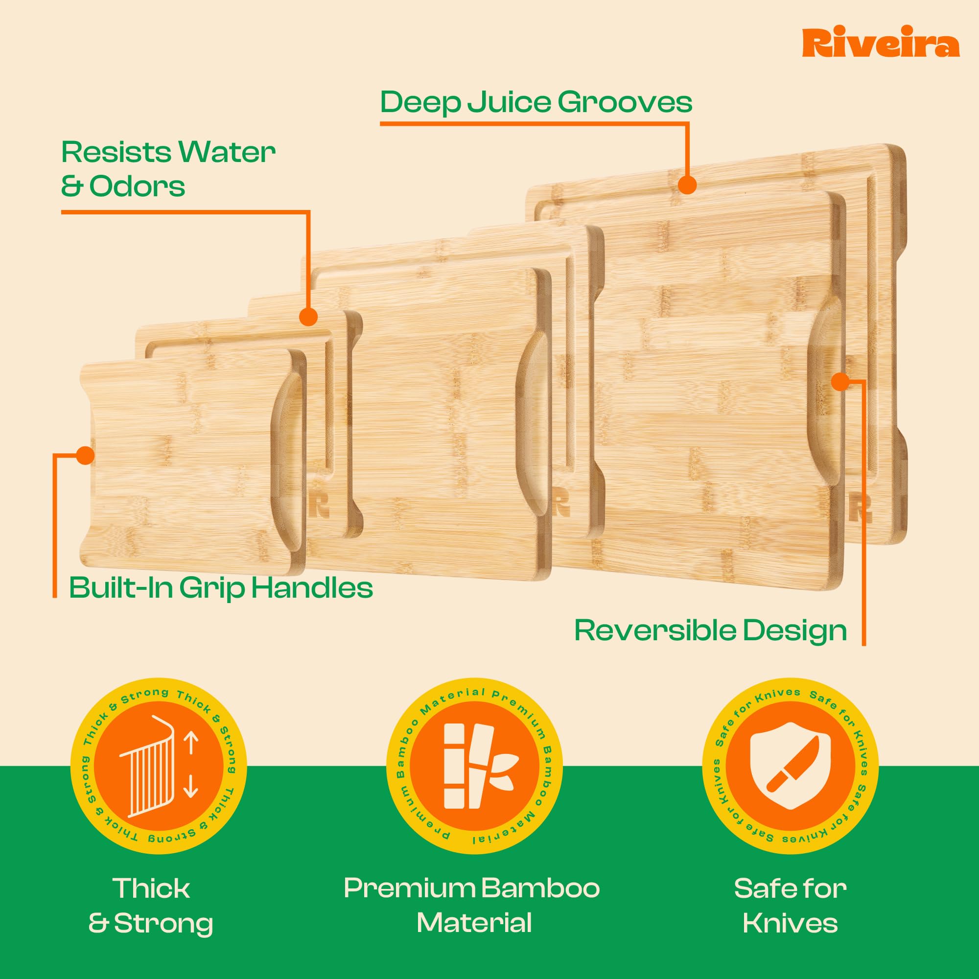 Riveira bamboo cutting board charcuterie setup doubles as elegant serving tray.