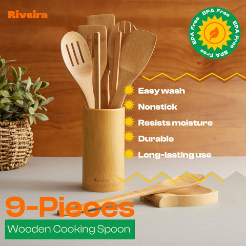 Riveira bamboo spoon fork for serving and tasting.