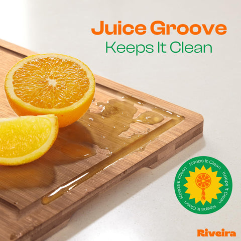 Riveira board on counter displays elegant natural finish.
