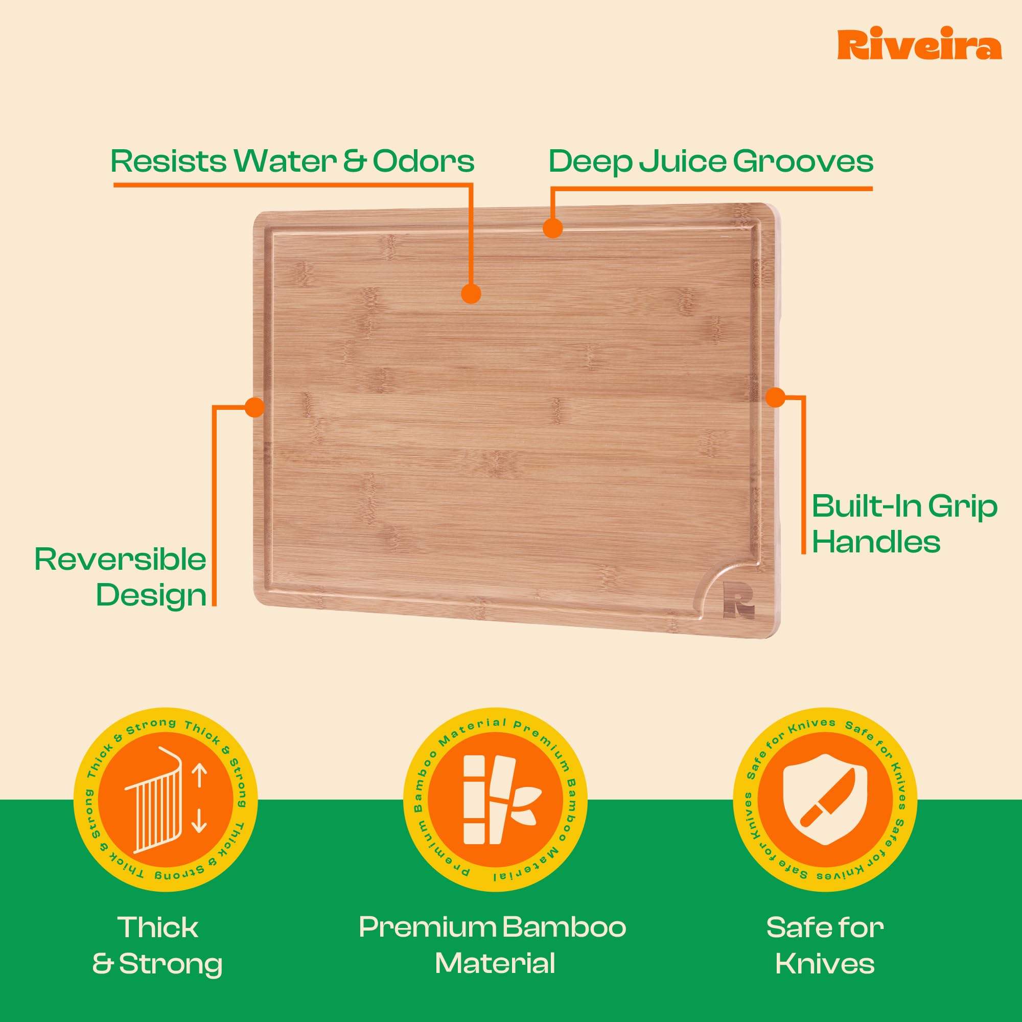 Riveira eco-friendly cutting board shown for daily chopping.