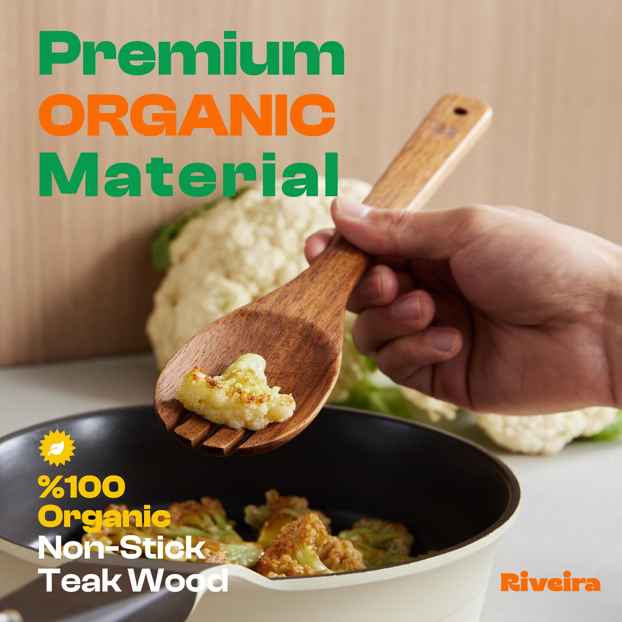 Riveira teak wooden spoon variety sizes for stirring sauces and serving with style