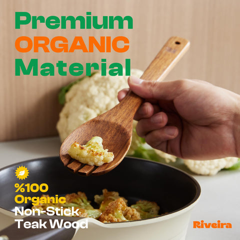 Riveira teak wooden spoon variety sizes for stirring sauces and serving with style