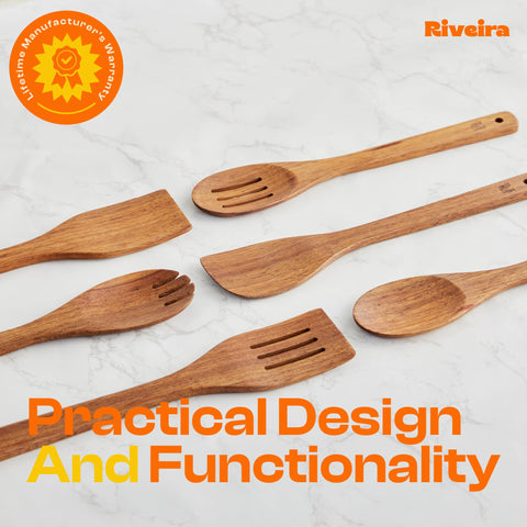 Riveira teak utensils gift-ready set ideal for new kitchens