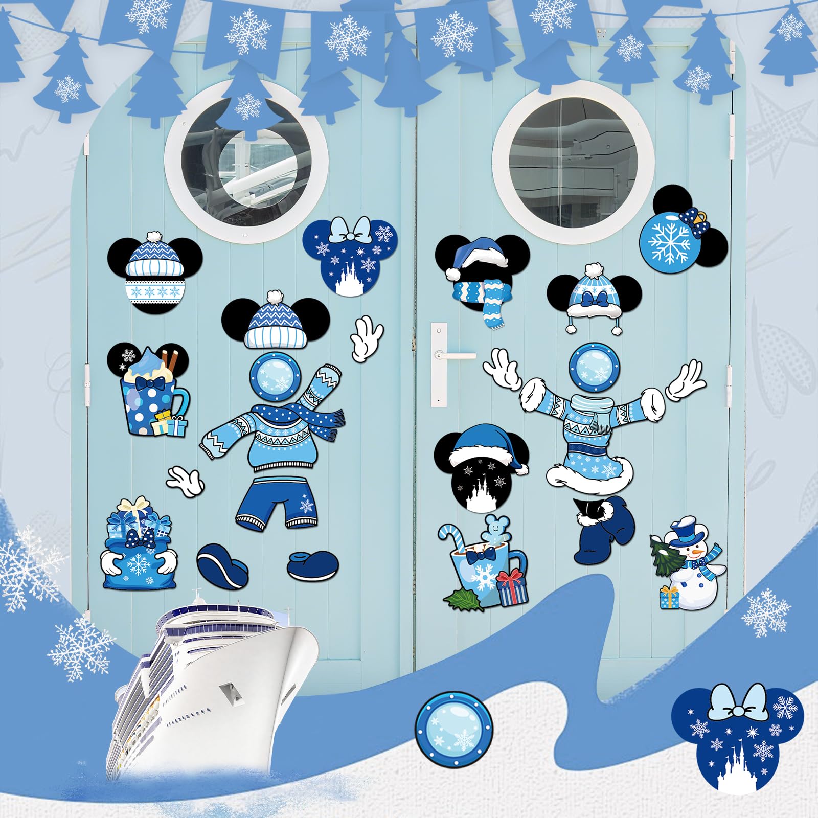 RiVolTa snowflake magnet detail highlights crisp blue accents for seasonal decor.