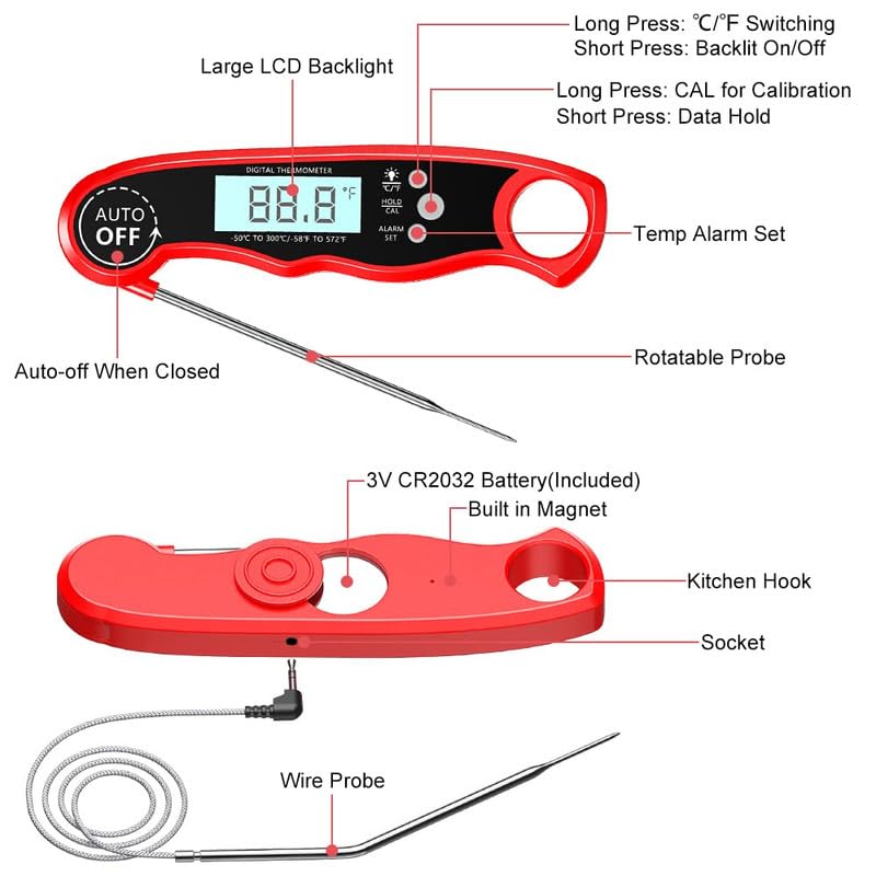 RIWUSI includes extra battery and meat temperature chart