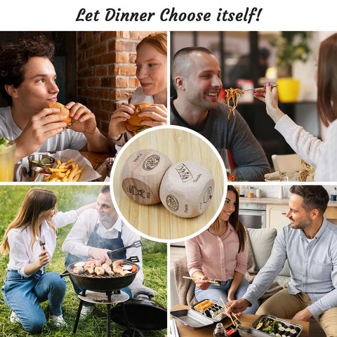 RIYA food choice dice to decide dinner with humor.