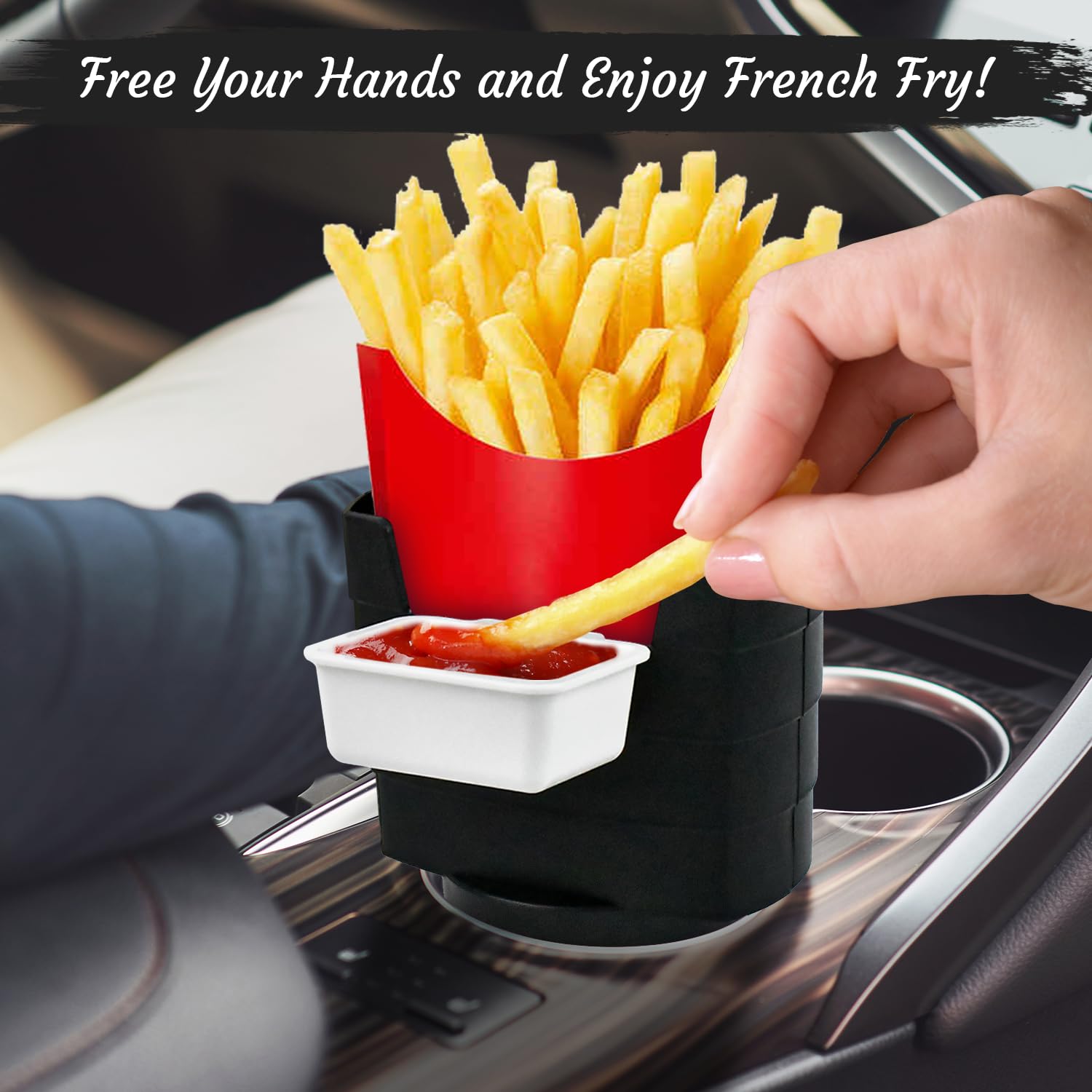RIYA French fry cup holder keeps snacks within reach during parties.