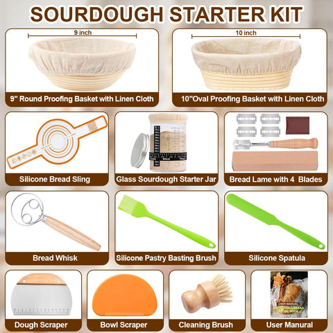 RIZENCE sourdough starter kit round basket for breathable proofing and even crumb