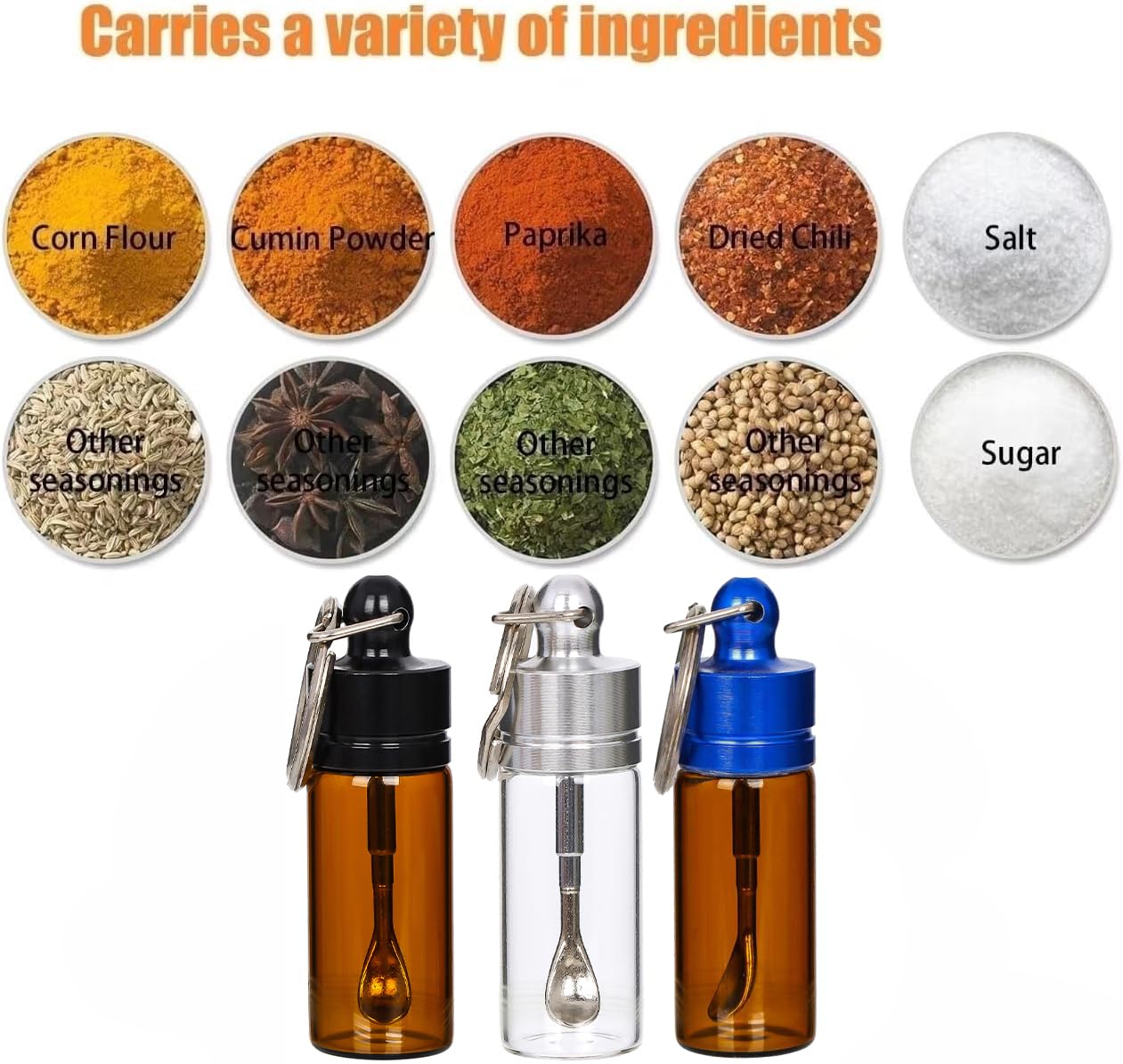 RLFDAE colorful mini jars help color-code spices for quick kitchen picks.