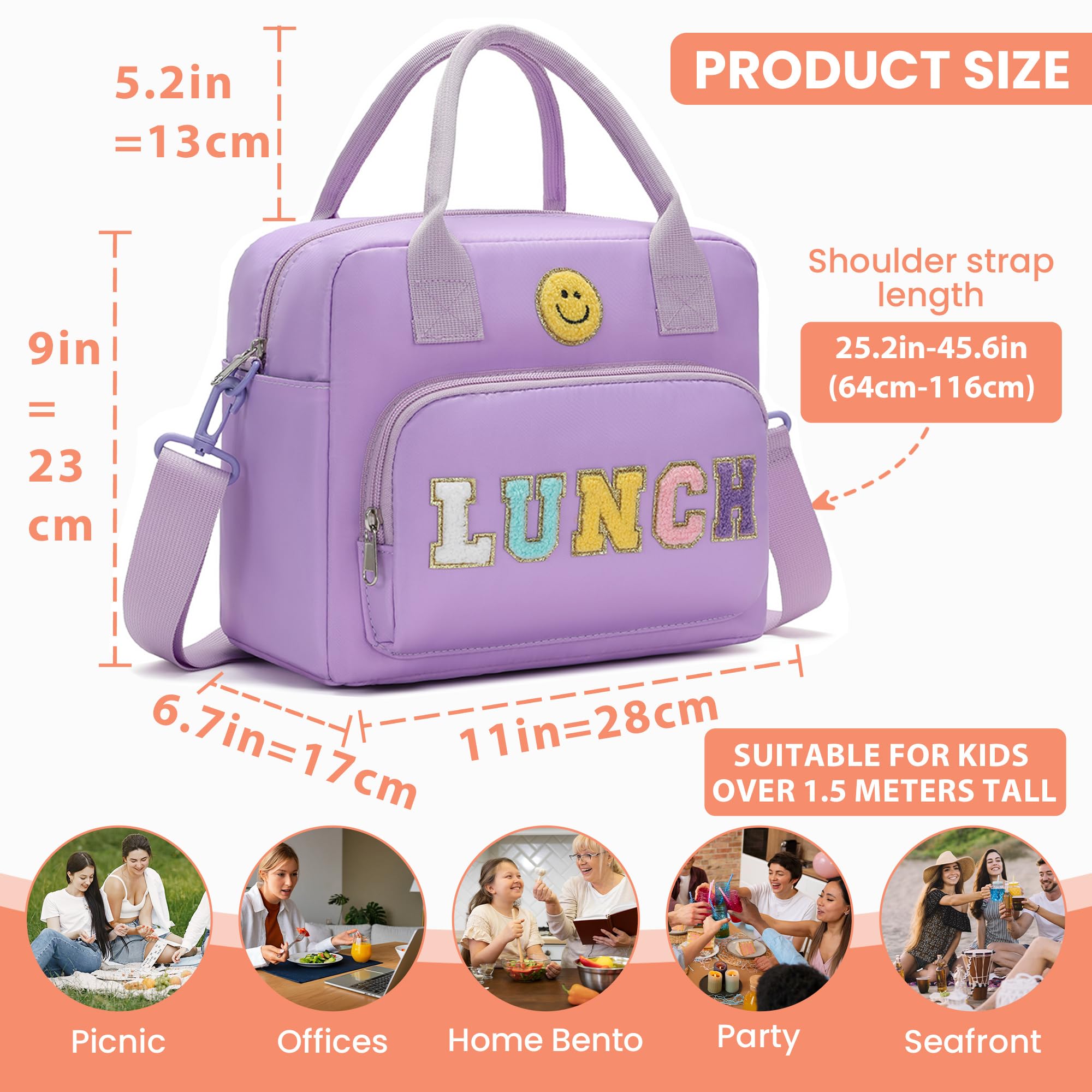RLGPBON lunch bag featuring detachable shoulder strap for versatile carrying options.