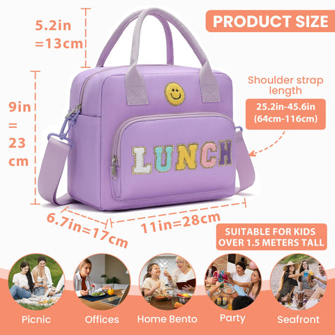 RLGPBON lunch bag featuring detachable shoulder strap for versatile carrying options.