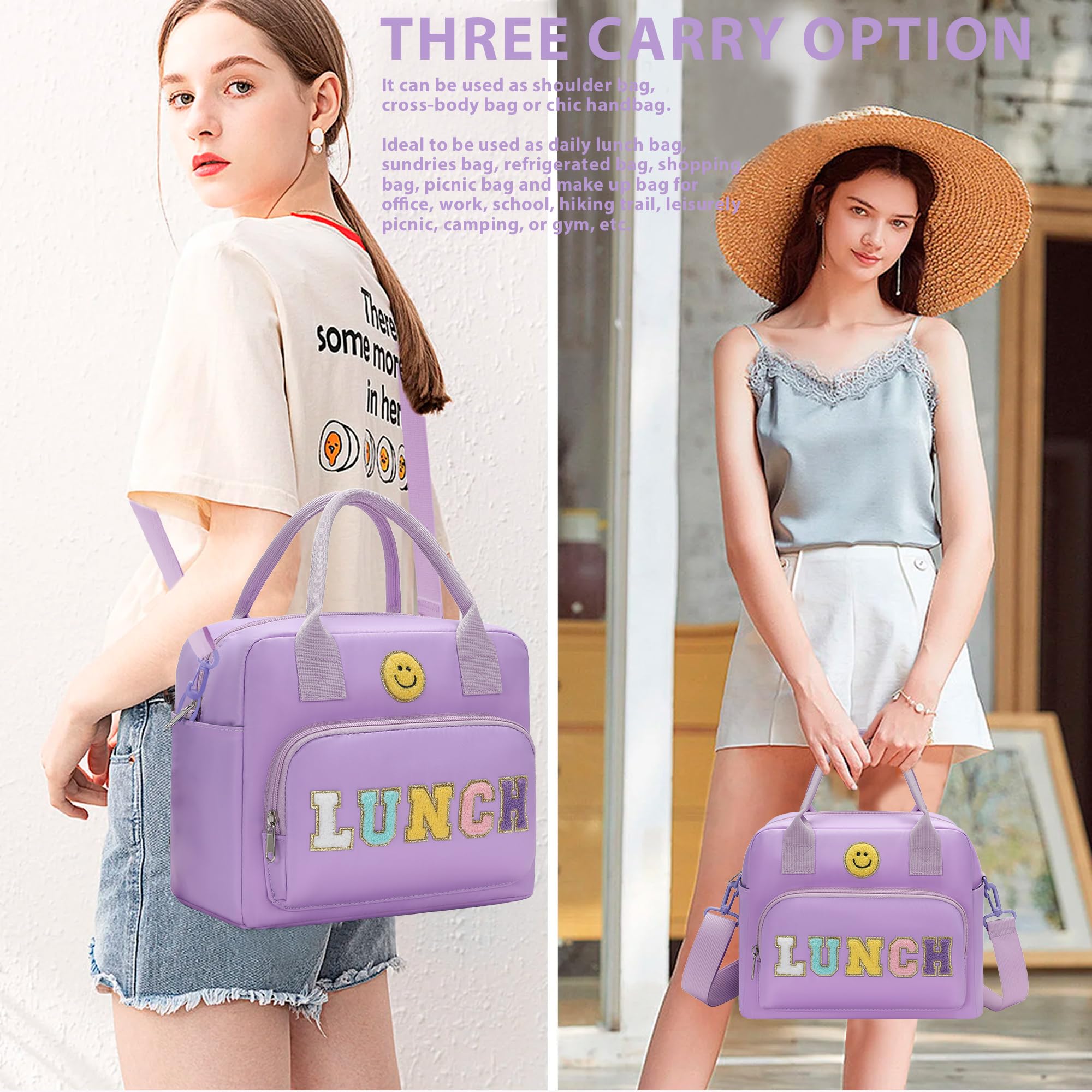 RLGPBON versatile lunch bag suited for school, travel, and picnics.